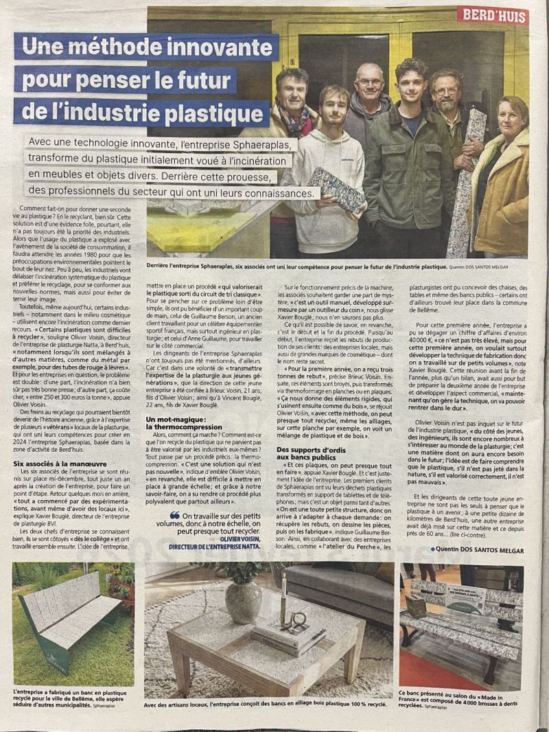 Article de presse Sphaeraplas - 6 associés