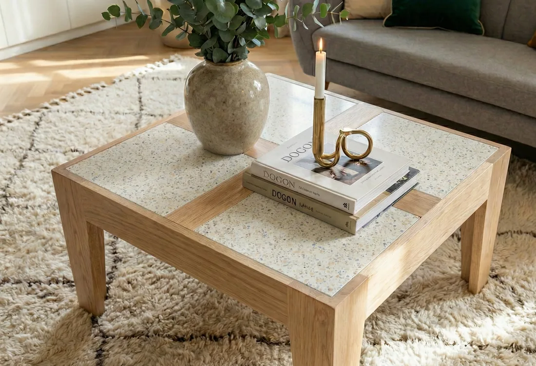 Table basse avec plateau recyclé